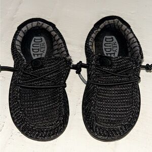 Hey Dude Black Sneakers Knit Upper Cushioned Sole